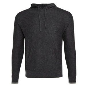 Faherty Men's Mirage Hoodie Sweater Size L Dark Gray Ash Melange Wool Blend